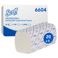 A carton of Scott® EXCELLENT Hand Towels - Interfold/White/Small from Kimberly-Clark GmbH contains 20 packs with 190 sheets each (Item No. 6604), ideal for hygienic hand drying. The product data is clearly displayed on the outer carton.