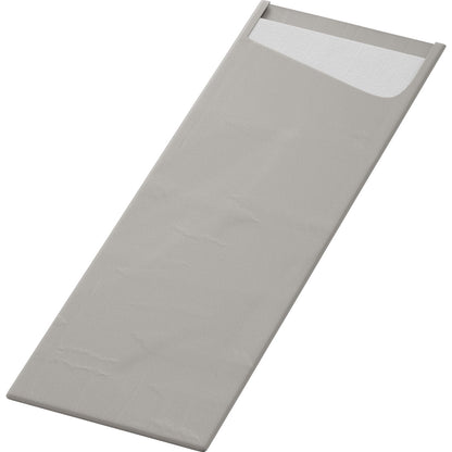 The SACCHETTO Bio D-Soft Slim from Duni GmbH is a gray, rectangular bag with a textured surface and open end, showing a white lining. It is presented flat on a white background - ideal for delicate clothing.