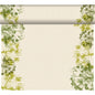 A cream-colored, rectangular cloth with a subtle texture and abstract green-yellow floral borders, inspired by the eco-friendly style of the DC-Tete a Tete 0.4x24m, green-high-quality umbrellas for events by Duni GmbH. The top edge is rolled.