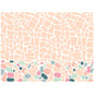 The Bio-Dunicel sets 30x40 Ocean Pebbles by Duni GmbH feature an abstract design with rounded peach shapes and bright pink, green, blue, and gray accents on white. Perfect as decorative placemats. Pack of 100 pieces.