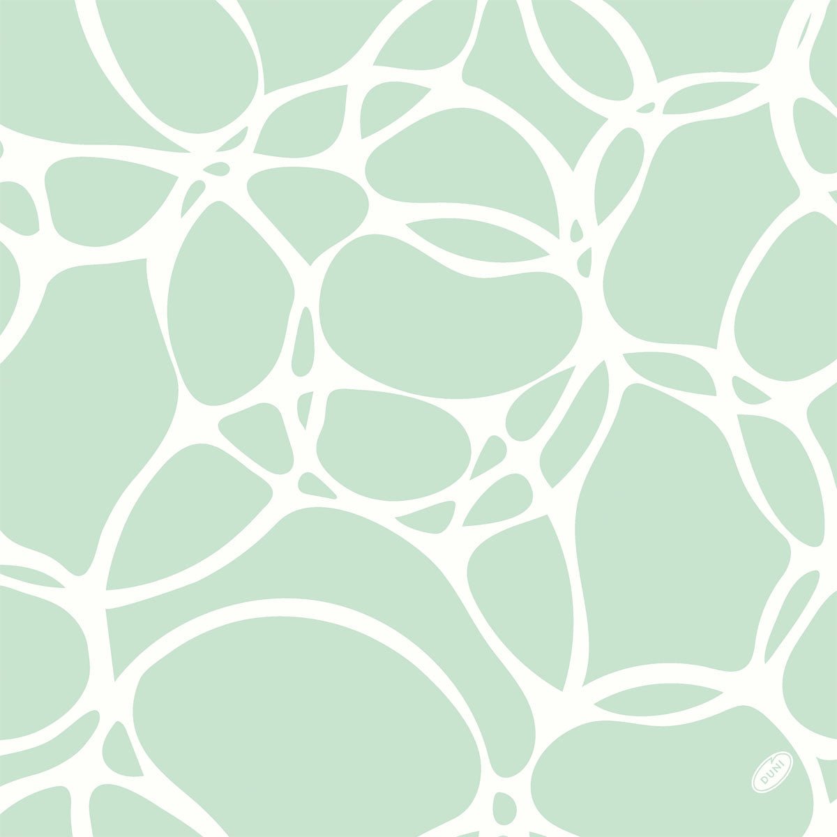 Abstract pattern with irregular, interconnected white shapes on light green, reminiscent of organic, cell-like forms - perfect for the Bio-Dunisoft napkin by Duni GmbH. 40x40cm cleaning cloth made from eco-friendly organic cotton.