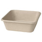The Classic Box 900 ml - uncoated Brown Bagasse 155x155x53 by Duni GmbH is a simple, rectangular container with slightly rounded corners and a textured surface, shown empty on a white background. Pack (40 pieces).