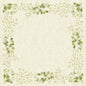 A light beige background with a subtle paisley pattern and green paisley leaves at each corner evokes the eco-friendly charm of the Bio-Dunicel table cover 84x84cm (20 pieces) by Duni GmbH, biodegradable and stylish for any setting.