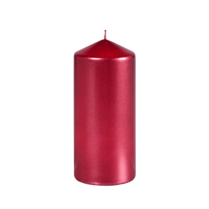 A single, unlit pillar candle 70x150mm Metallic from Duni GmbH stands upright against a simple white background, highlighting its elegant, smooth surface.