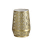 The Duni GmbH metal candle holder, 7.5x10cm Anoush, is an elegant table decoration holder in gold with a geometric hexagonal pattern and a white interior - perfect for stylishly decorating living spaces.