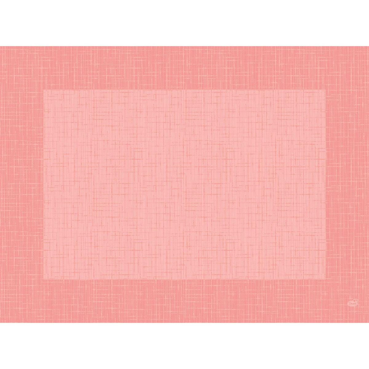 Ein rechteckiger rosa und korallenfarbener strukturierter Hintergrund mit gitterartigem Muster und breitem Rand, ideal für Tischdekoration oder zur Verwendung mit Duni GmbH Bio-Dunicel-Sets 30x40 Linnea mellow Hochwertige Tischsets (100 Stück), umrahmt eine hellere zentrale Fläche.