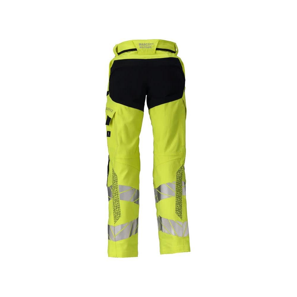 Trousers, women, DIAMOND, knee pockets, stretch trousers Multisafe, hi-vis yellow/black-blue