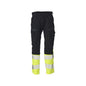 Trousers with knee pockets, stretch inserts Multisafe trousers, black blue/hi-vis yellow
