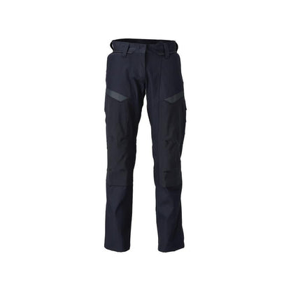 Trousers with knee pockets, women's Multisafe trousers, black blue/hi-vis yellow