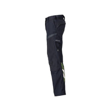 Trousers with knee pockets, women's Multisafe trousers, black blue/hi-vis yellow
