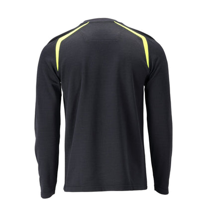 T-shirt, long sleeve, modern fit T-shirt Multisafe, black blue/hi-vis yellow