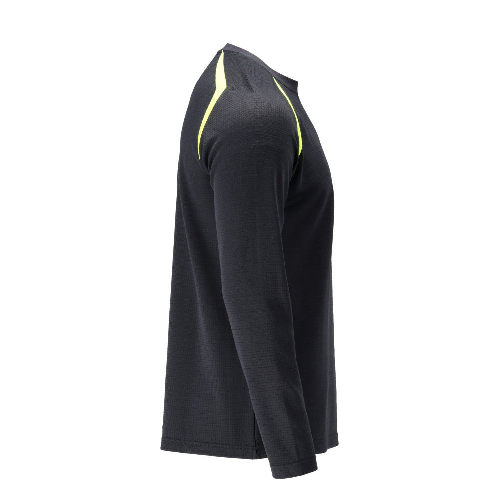 T-shirt, long sleeve, modern fit T-shirt Multisafe, black blue/hi-vis yellow