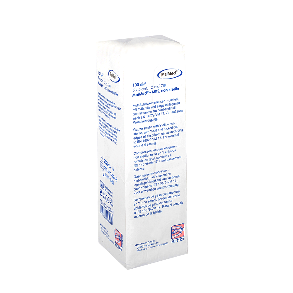 Comhbhrúite scoilte uige neamhsterile MaiMed-MKS, 100 píosa/mála páipéir