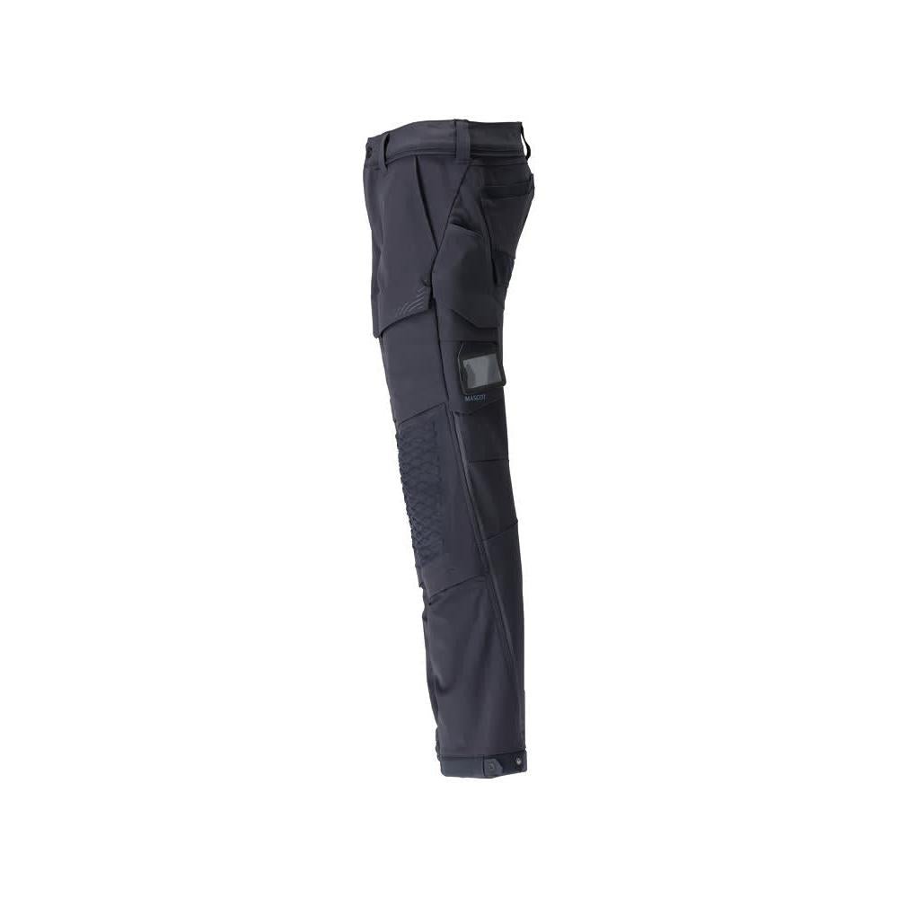Pants, knee pockets, durable, stretch pants, black-blue