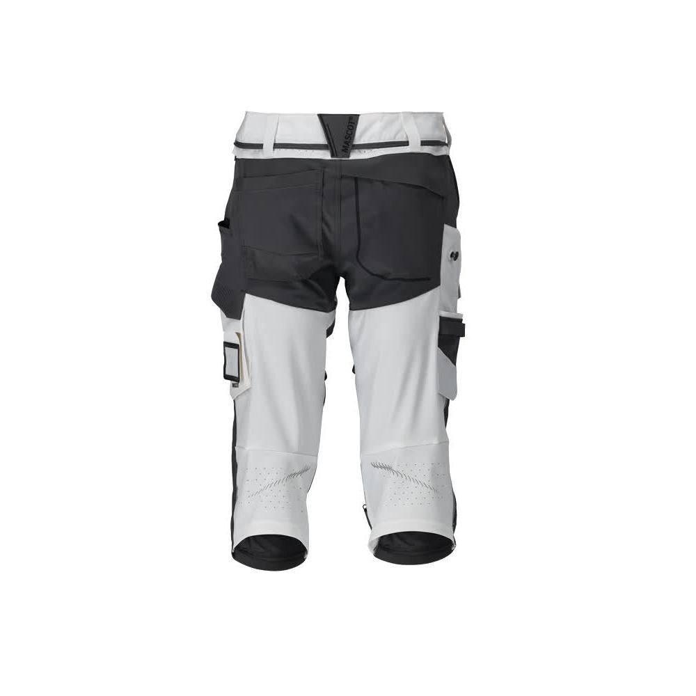 Three-quarter trousers, knee pockets, stretch craftsman three-quarter trousers, white/anthracite grey