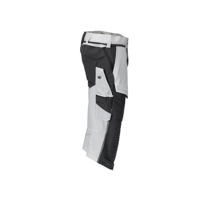 Three-quarter trousers, knee pockets, stretch craftsman three-quarter trousers, white/anthracite grey