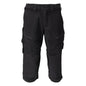 Three-quarter trousers, knee pockets, stretch craftsman three-quarter trousers, black