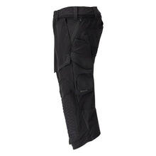 Three-quarter trousers, knee pockets, stretch craftsman three-quarter trousers, black