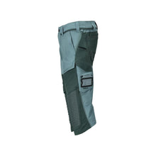 Three-quarter length trousers, knee pockets, stretch craftsman three-quarter trousers, light forest green/forest green