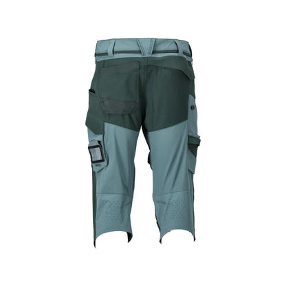 Three-quarter length trousers, knee pockets, stretch craftsman three-quarter trousers, light forest green/forest green