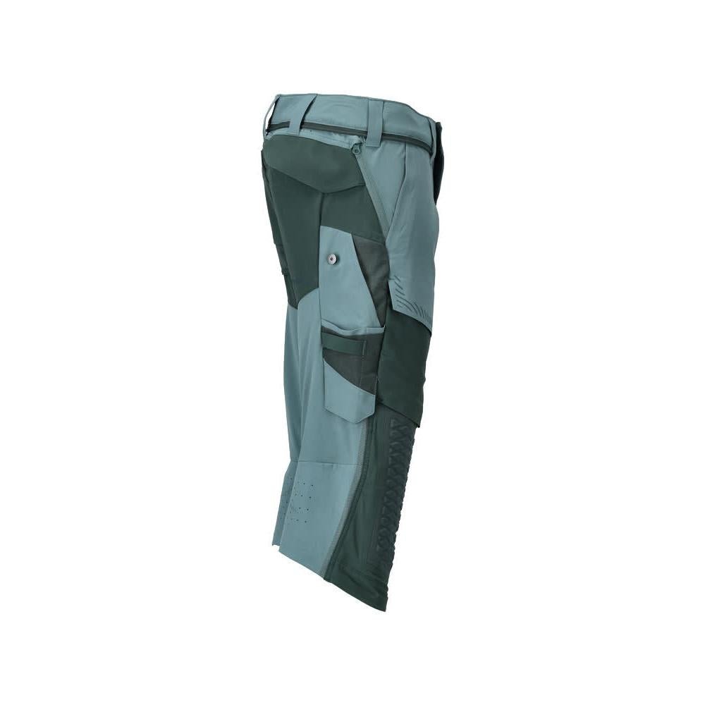 Three-quarter length trousers, knee pockets, stretch craftsman three-quarter trousers, light forest green/forest green