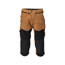 Three-quarter length trousers, knee pockets, stretch craftsman three-quarter trousers, nut brown/black