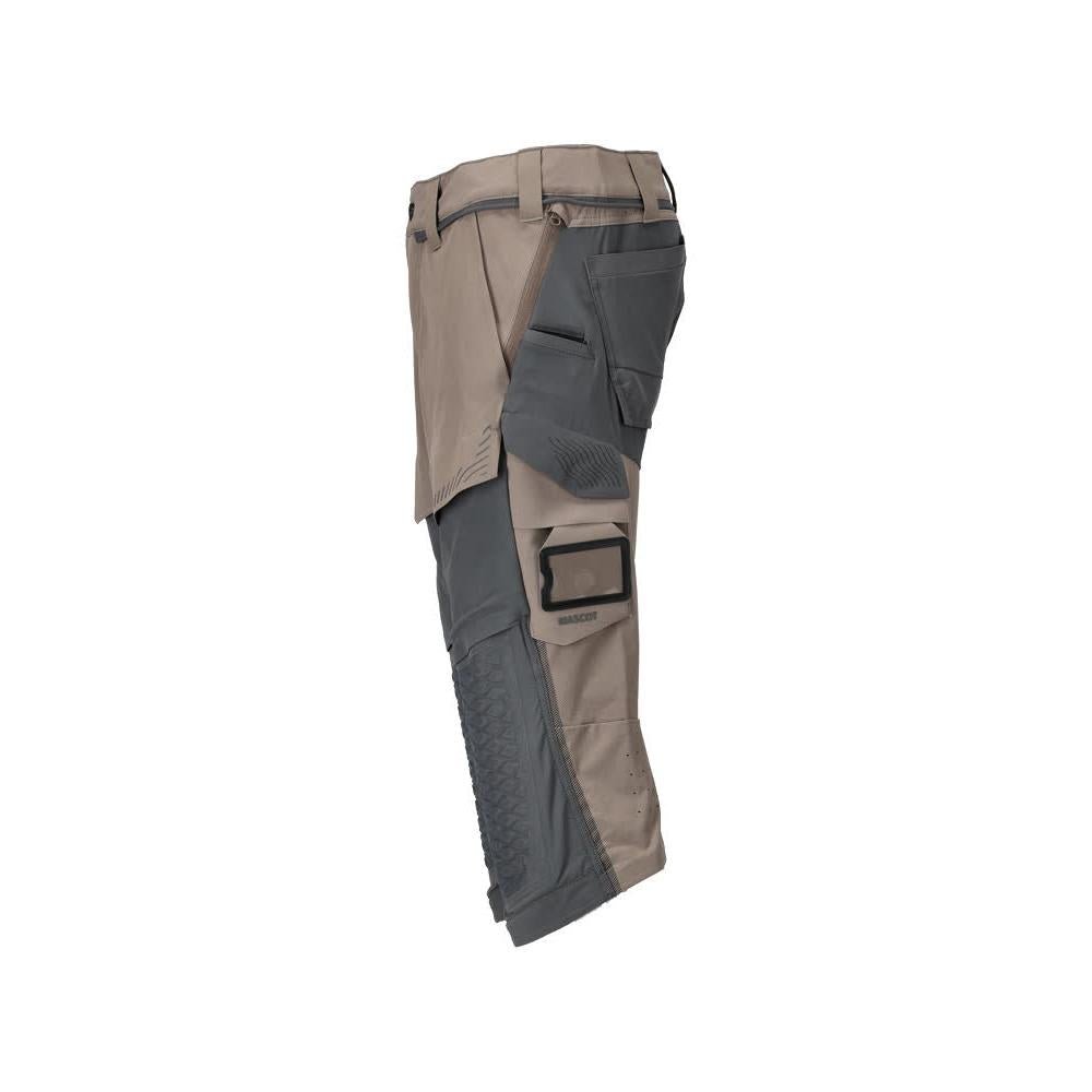 Three-quarter length trousers, knee pockets, stretch craftsman three-quarter trousers, dark sand beige/anthracite grey