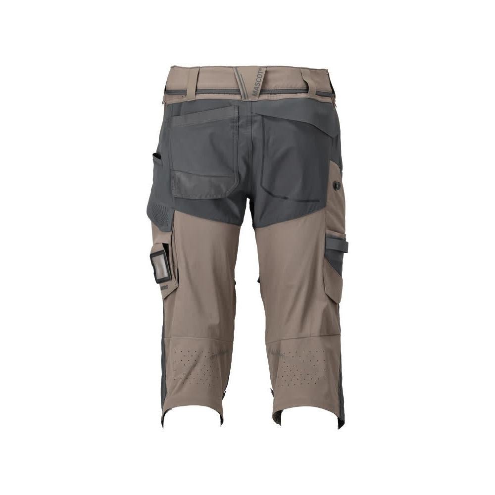 Three-quarter length trousers, knee pockets, stretch craftsman three-quarter trousers, dark sand beige/anthracite grey