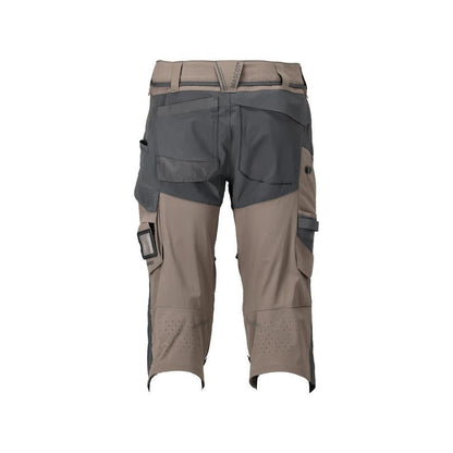 Three-quarter length trousers, knee pockets, stretch craftsman three-quarter trousers, dark sand beige/anthracite grey