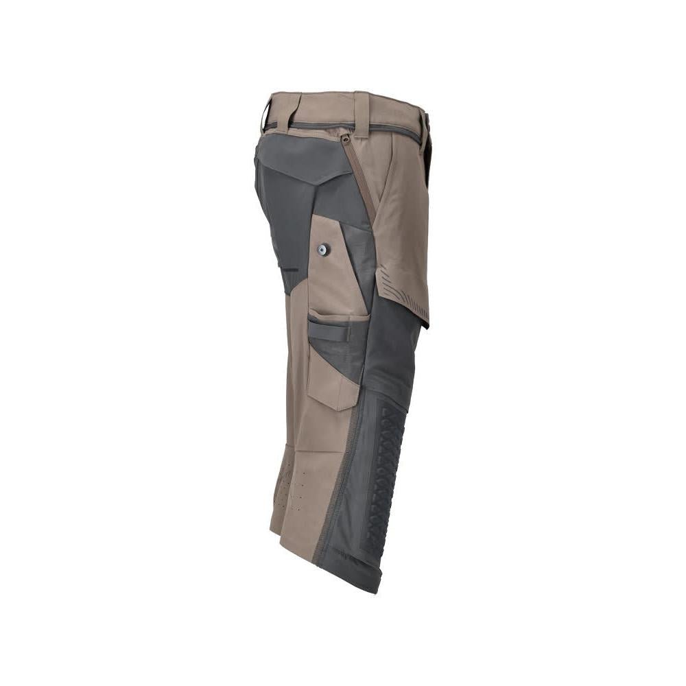 Three-quarter length trousers, knee pockets, stretch craftsman three-quarter trousers, dark sand beige/anthracite grey