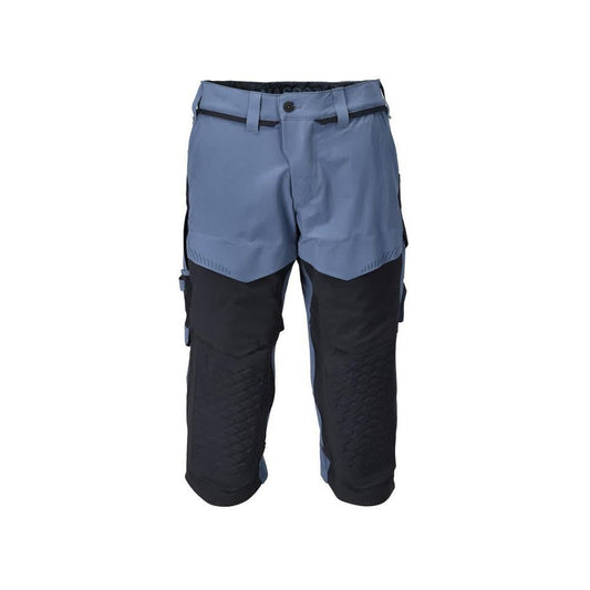 Three-quarter trousers, knee pockets, stretch craftsman three-quarter trousers, stone blue/black-blue