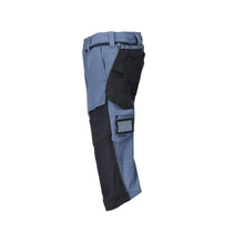 Three-quarter trousers, knee pockets, stretch craftsman three-quarter trousers, stone blue/black-blue