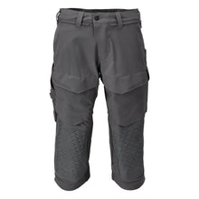 Three-quarter trousers, knee pockets, stretch craftsman three-quarter trousers, anthracite grey