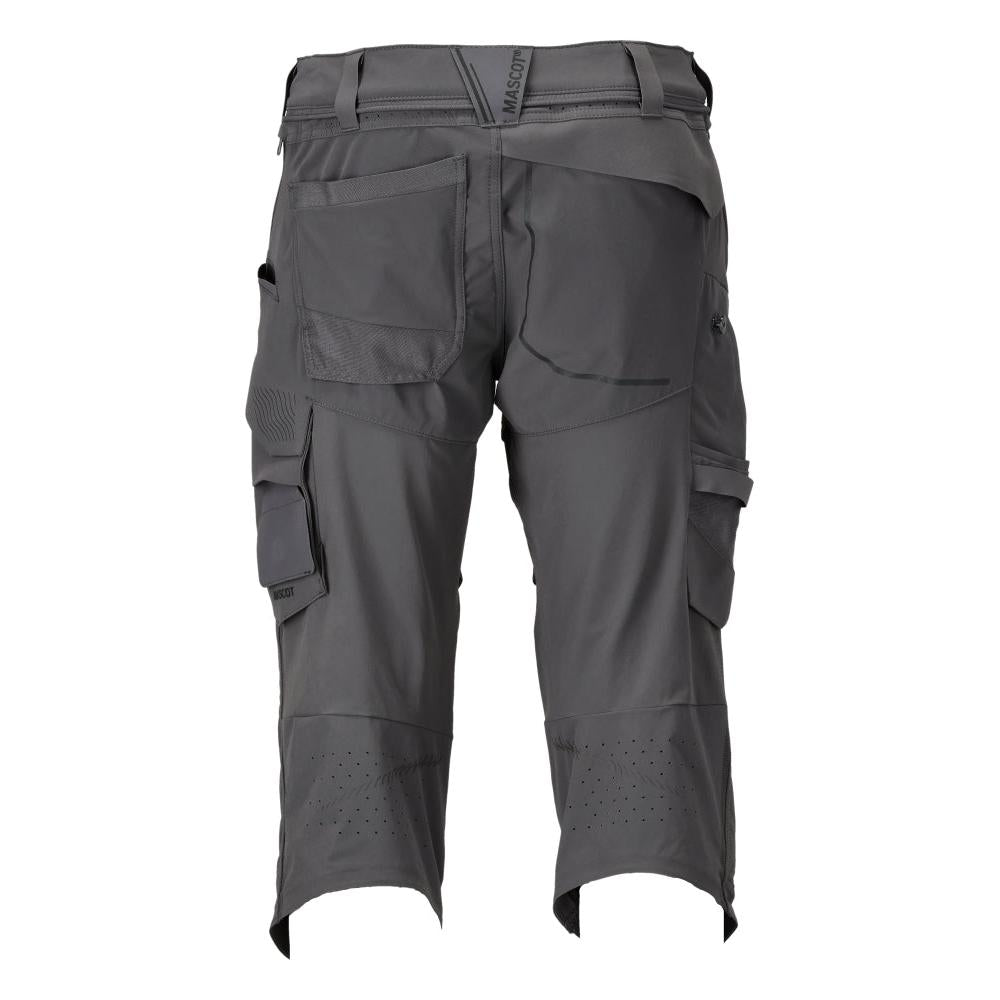 Three-quarter trousers, knee pockets, stretch craftsman three-quarter trousers, anthracite grey