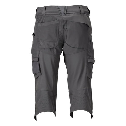 Three-quarter trousers, knee pockets, stretch craftsman three-quarter trousers, anthracite grey