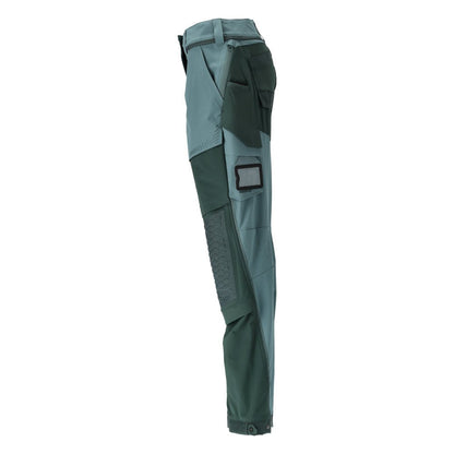 Pants with knee pockets, women's pants, light forest green/forest green