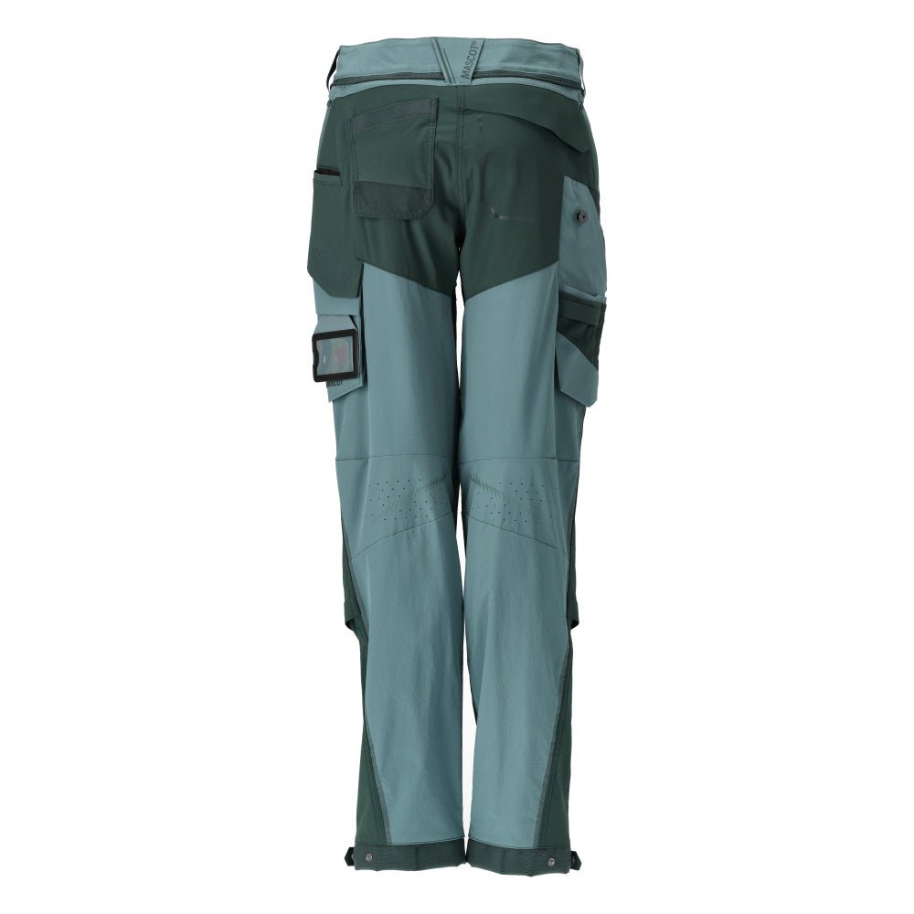 Pants with knee pockets, women's pants, light forest green/forest green