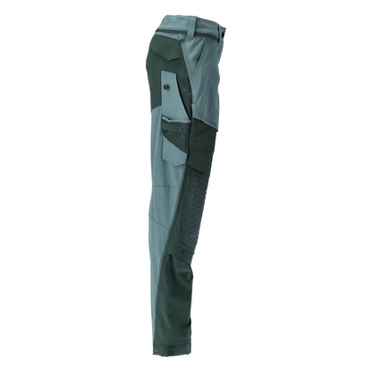 Pants with knee pockets, women's pants, light forest green/forest green