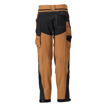 Trousers with knee pockets, women's trousers, nut brown/black
