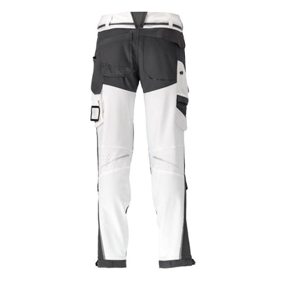 Trousers, knee pockets, stretch, light trousers, white/anthracite grey