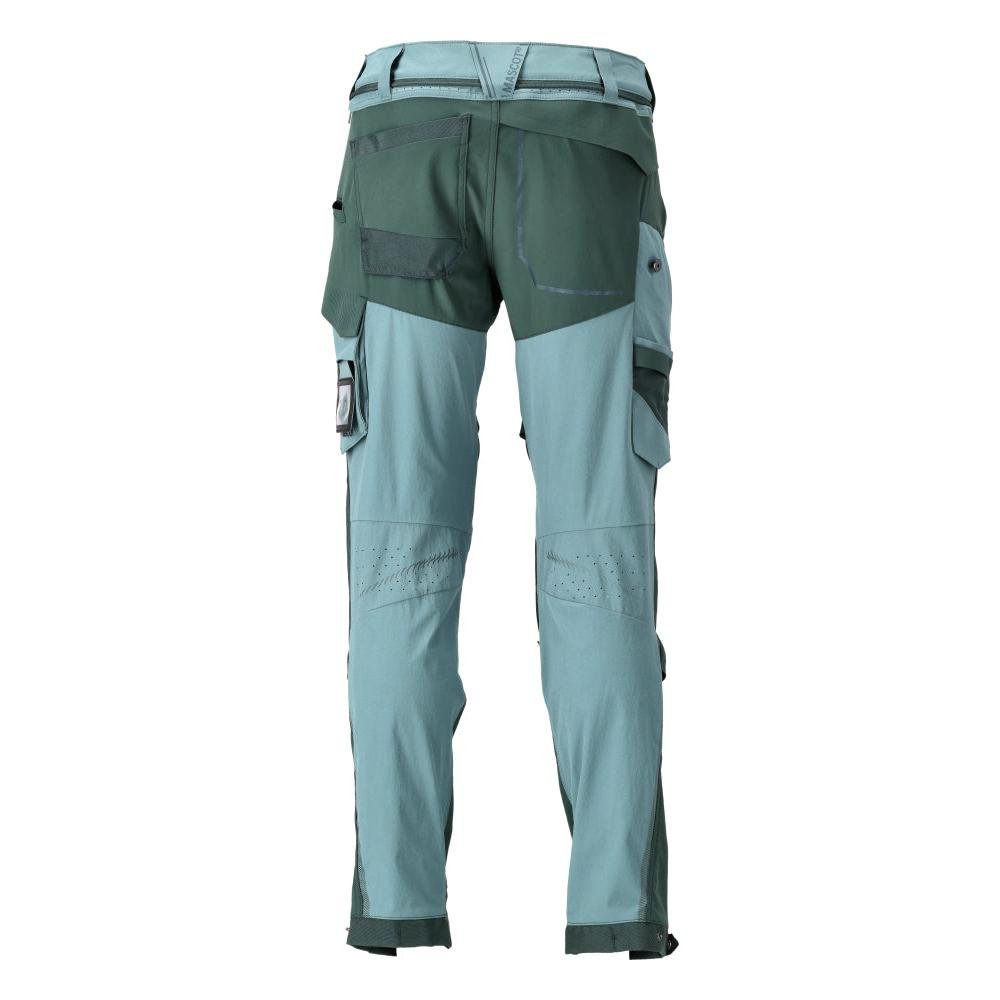 Trousers, knee pockets, stretch, light trousers, light forest green/forest green