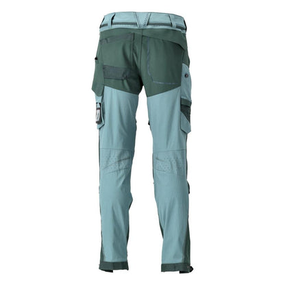 Trousers, knee pockets, stretch, light trousers, light forest green/forest green