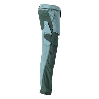 Trousers, knee pockets, stretch, light trousers, light forest green/forest green