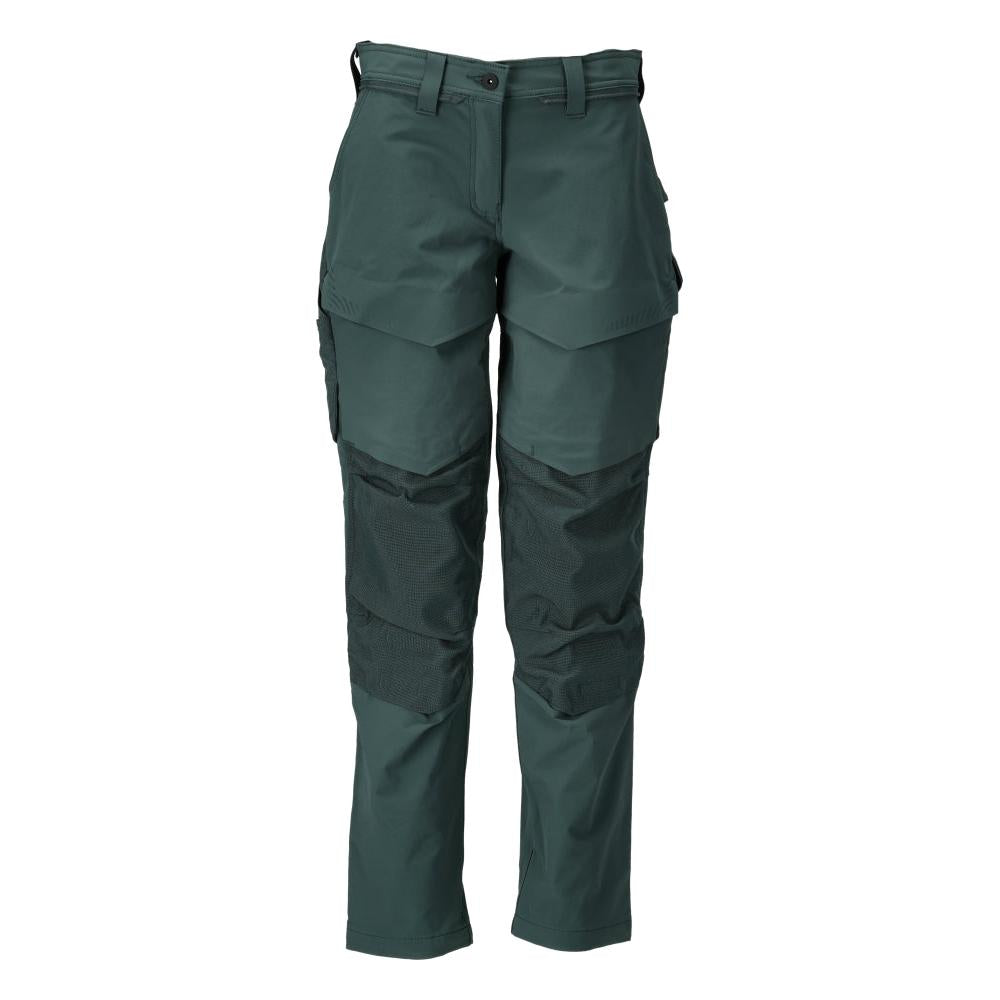 Pants with knee pockets, women's pants, forest green