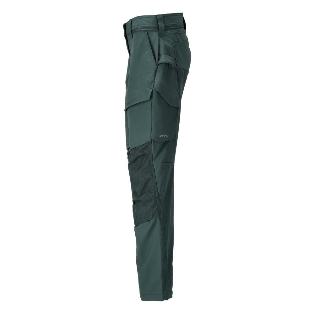 Pants with knee pockets, women's pants, forest green
