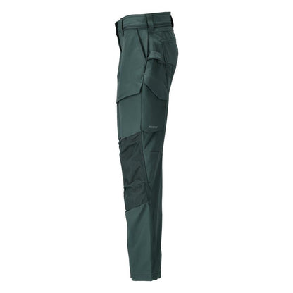 Pants with knee pockets, women's pants, forest green