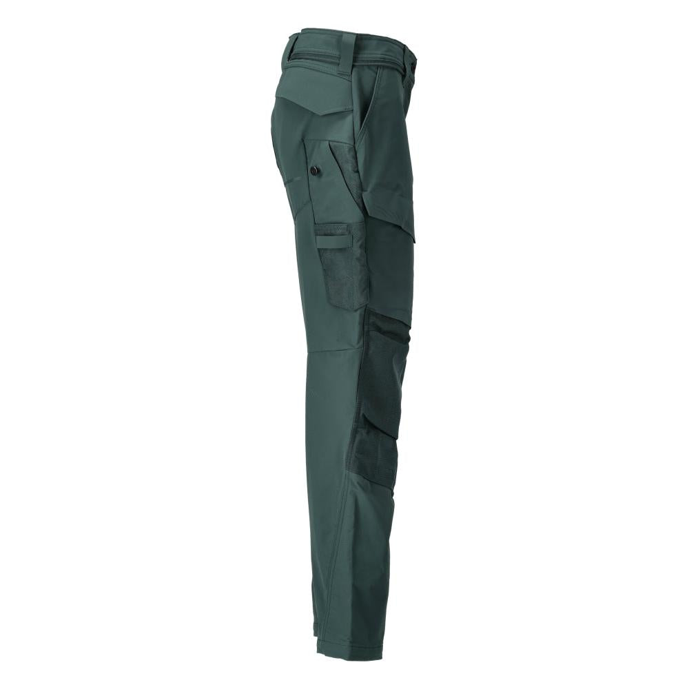 Pants with knee pockets, women's pants, forest green