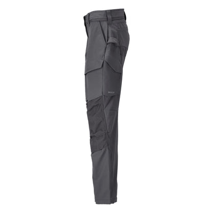 Trousers with knee pockets, women's trousers, anthracite grey