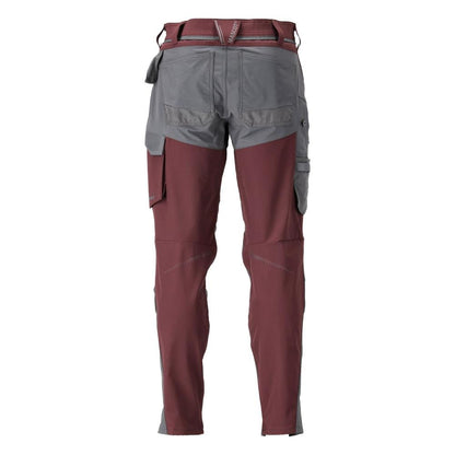 Trousers with knee pockets, ULTIMATE STRETCH trousers, bordeaux/anthracite grey