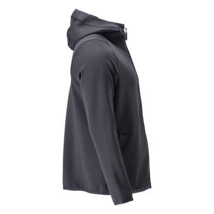 Fleece sweater, hood, zipper microfleece jacket, black-blue